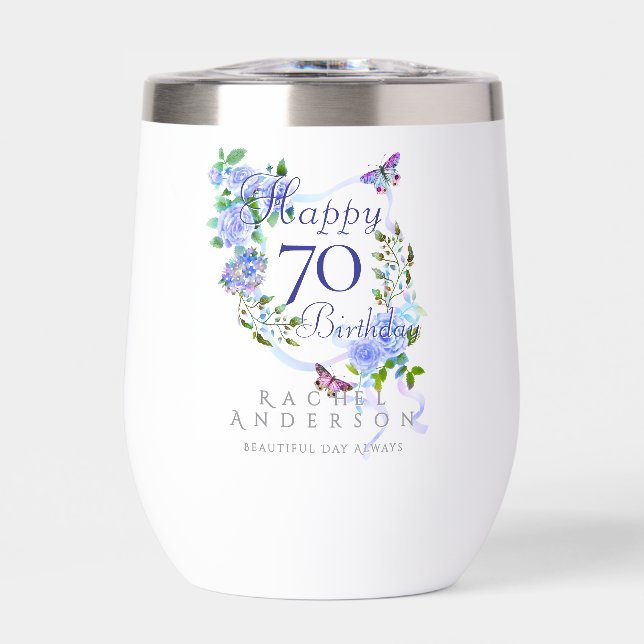 Blue Rose Ribbon 70th Birthday (Front)