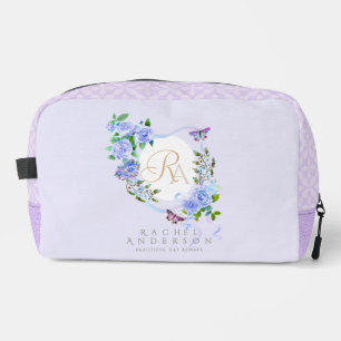 Blue Rose Ribbon Monogram Purple Print Cut Sew Bag