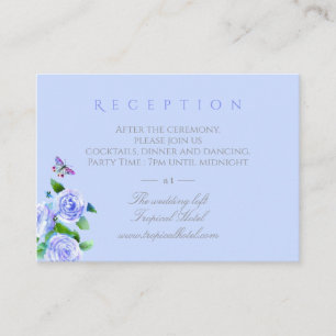 Blue Rose Ribbon Monogram Wedding Enclosure Card