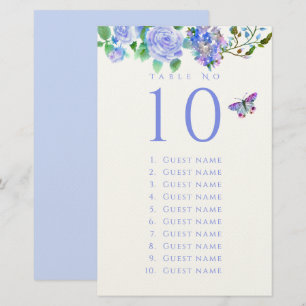 Blue Rose Ribbon Monogram Wedding Guest List Stationery