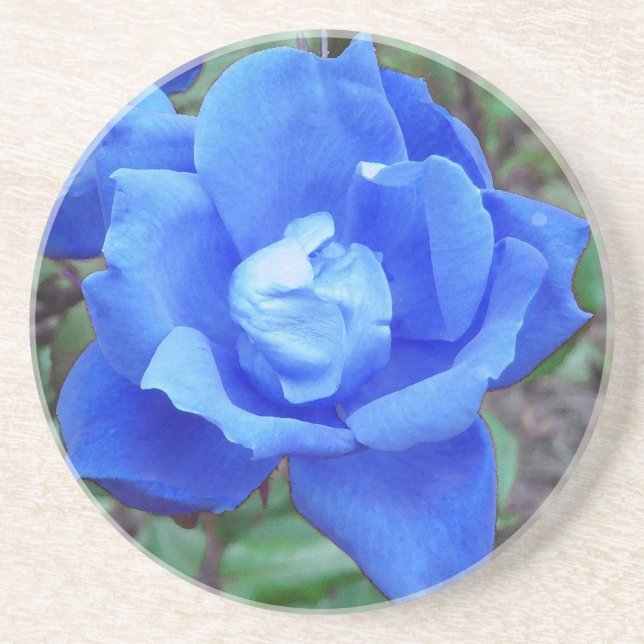 Blue Rose Sandstone Coaster (Front)