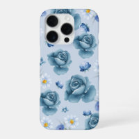 'Blue Rose Serenity' Floral iPhone Case