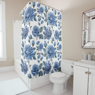 Blue rose shower curtain