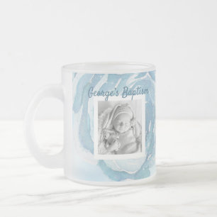 Blue rose sparkle Baptism Frosted Glass Coffee Mug