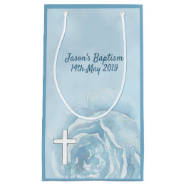 Blue  rose sparkle small gift bag