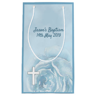 Blue  rose sparkle small gift bag