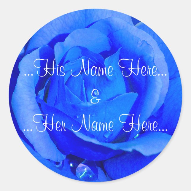 Blue Rose Stickers Romantic Rose Wedding Stickers (Front)