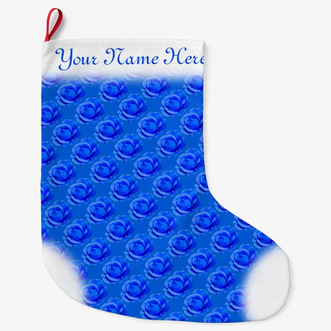Blue Rose Stocking Rose Christmas Stocking Custom (Front)