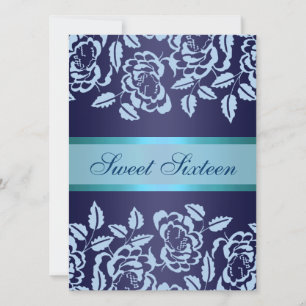 Blue Rose Sweet16 Birthday Invite