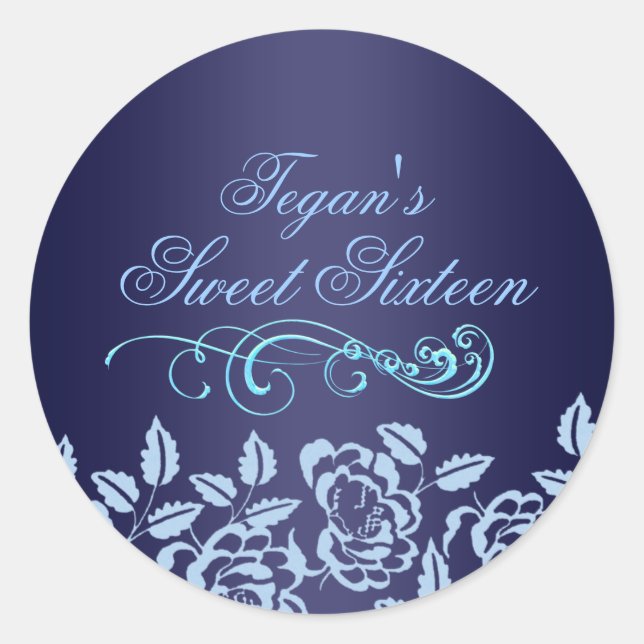 Blue Rose Sweet 16 Envelope Sticker/seal Classic Round Sticker (Front)
