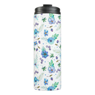 Blue rose thermal tumbler