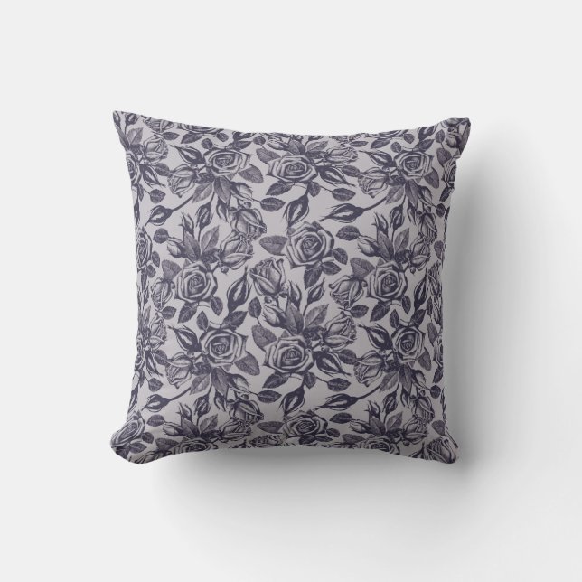 Blue Rose Throw Pillow (Front)