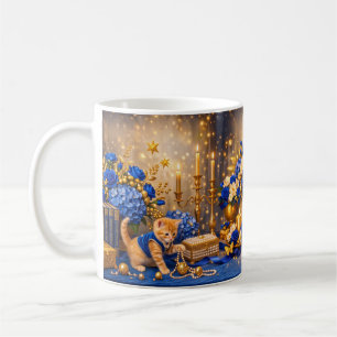 Blue Rose Top‑Hat Cat Celebration Mug 