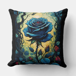 Blue Rose Vines 1 Cushion