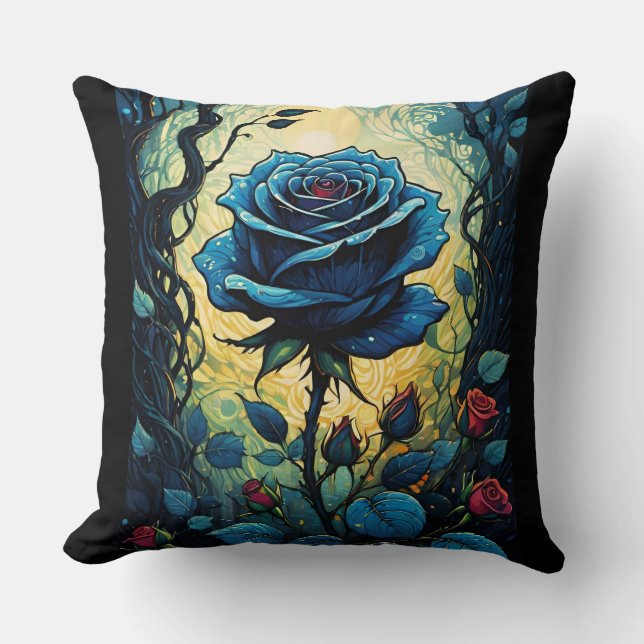 Blue Rose Vines 1  Cushion (Front)