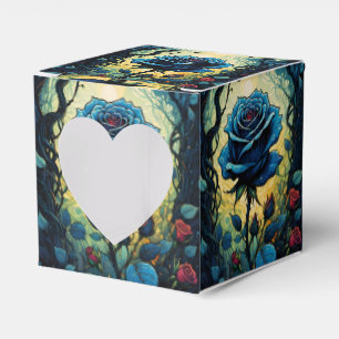 Blue Rose Vines 1 Heart Favour Box