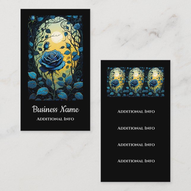 Blue Rose Vines 2  Business Card (Front/Back)