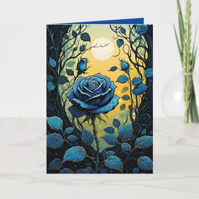 Blue Rose Vines 2  Card (Front)