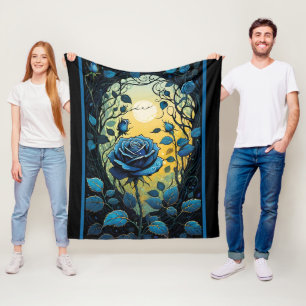 Blue Rose Vines 2 Fleece Blanket