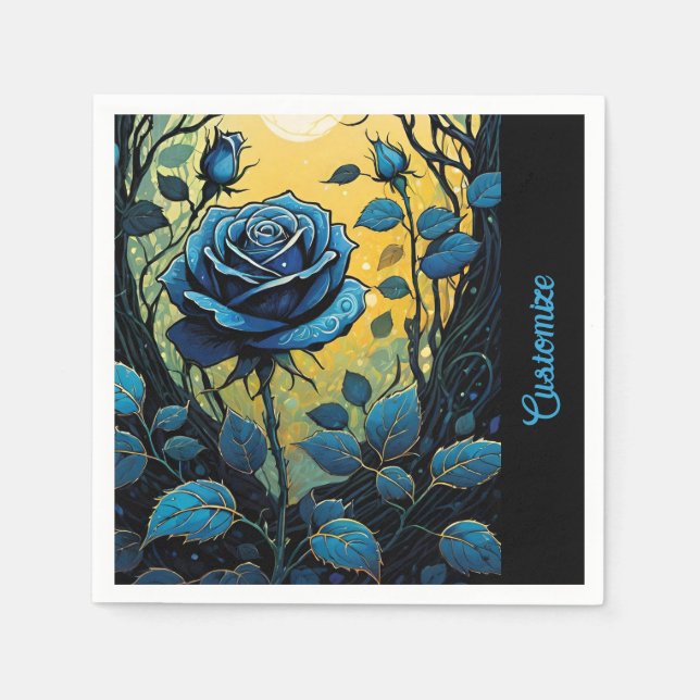 Blue Rose Vines 2 Napkin (Front)