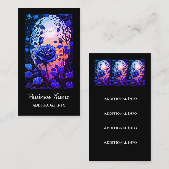Blue Rose Vines 3 Business Card (Front/Back)