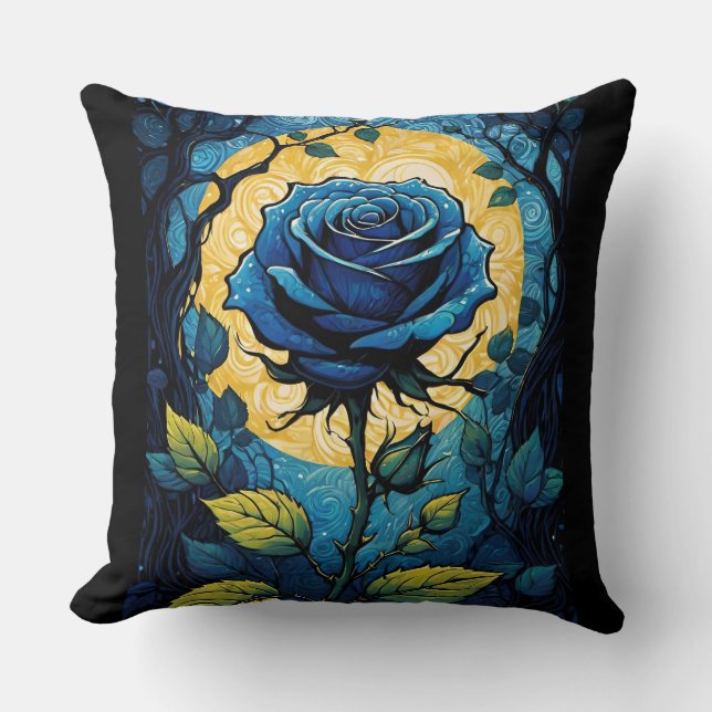 Blue Rose Vines 3   Cushion (Front)