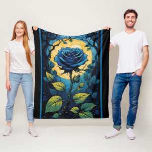 Blue Rose Vines 3 Fleece Blanket
