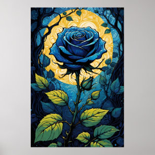 Blue Rose Vines 3 Poster