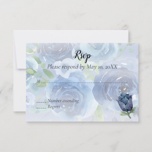 Blue Rose Watercolor RSVP (Front)