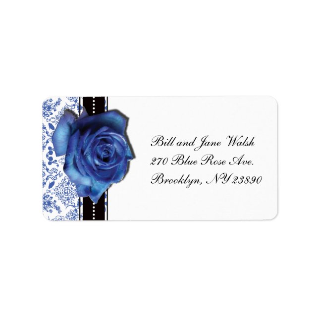 Blue Rose Wedding Address Label (Front)