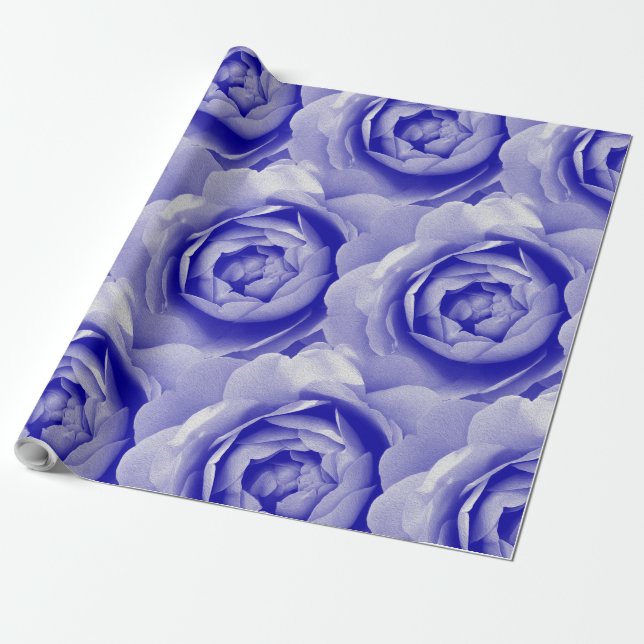 Blue rose wrapping paper (Unrolled)
