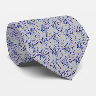 Blue Rosebud Flower Art Tie