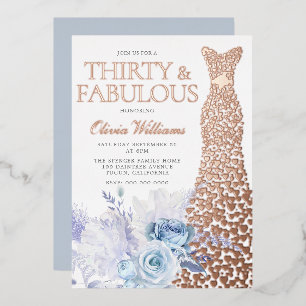 Blue Roses 30th Birthday Rose Gold
