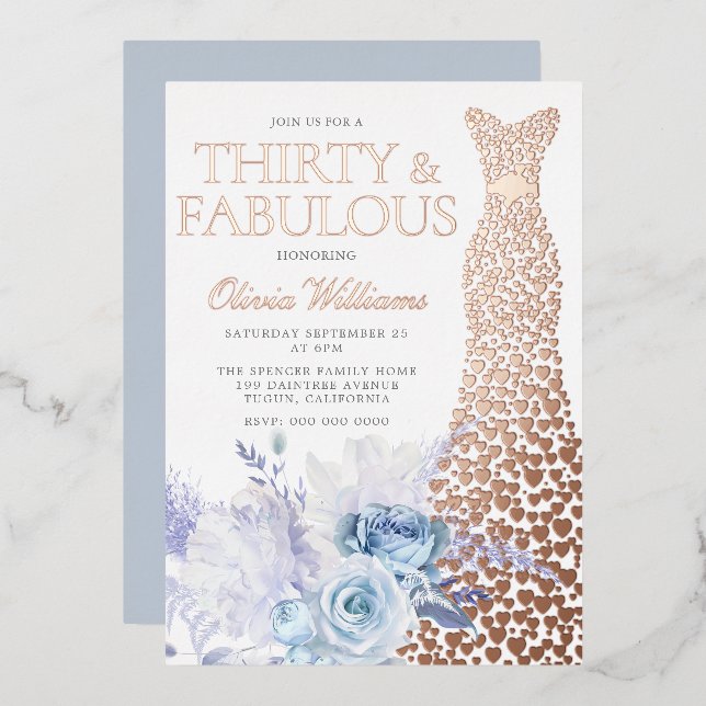 Blue Roses 30th Birthday Rose Gold (Front/Back)