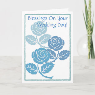 Blue Roses Blessings On Your Wedding Day Card