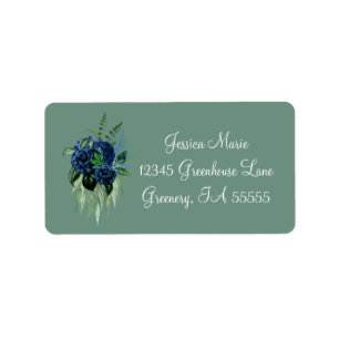Blue Roses Botanical Return Address Label