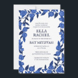 Blue Roses Custom Bat Bar Mitzvah QR Code Girl Invitation<br><div class="desc">Perfect card to announce a bat mitzvah, bar mitzvah or other Jewish celebration! Hand made art for you! FULLY CUSTOMIZABLE! Click on “Personalise” above to edit the text and add your link to the QR code. Click "edit using design tool" to adjust the fonts, colours and placements and to delete...</div>