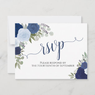 Blue Roses Downloadable Wedding RSVP Postcard