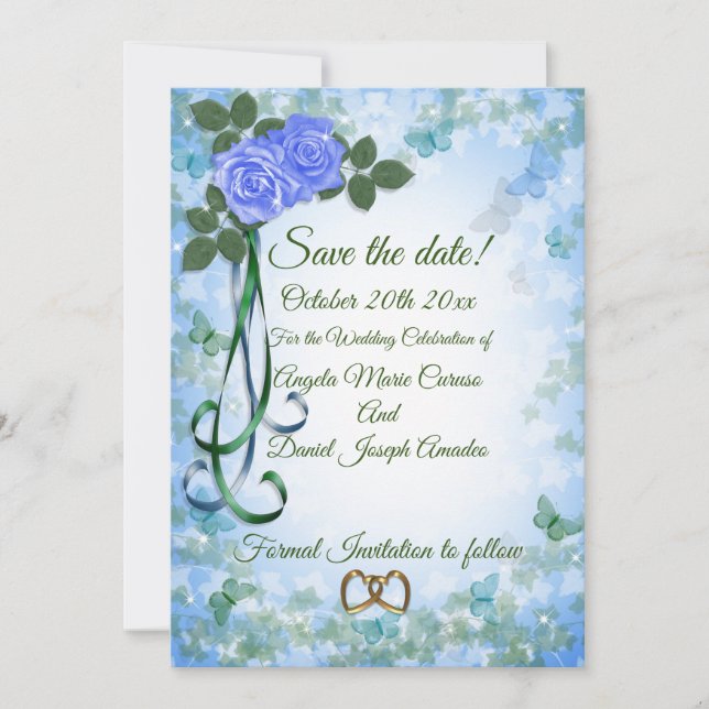 Blue Roses elegant Invitation (Front)