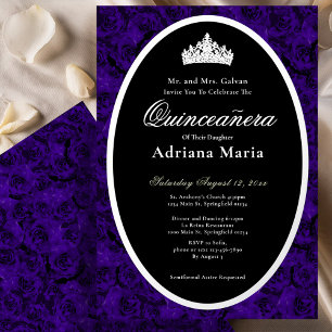 Blue Roses Elegant Silver Floral Quinceanera