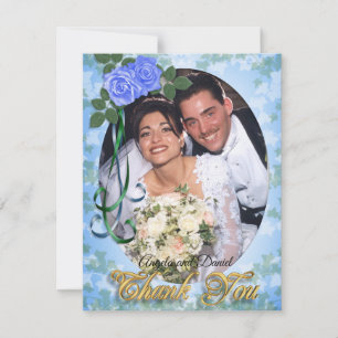 Blue Roses elegant Thank you card