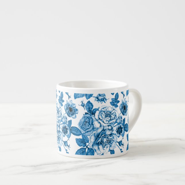 Blue Roses Espresso Cup (Front Right)