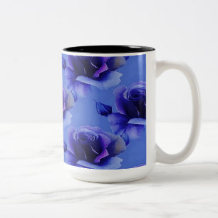 Blue Roses Floral Pattern Coffee Mug