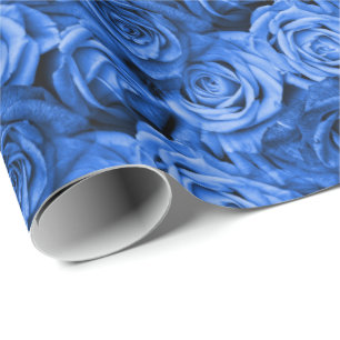 Blue Roses Floral Wrapping Paper