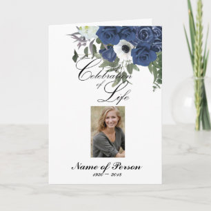 Blue Roses Funeral Program Programme