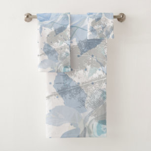 Blue Roses grunge Bath Towel Set