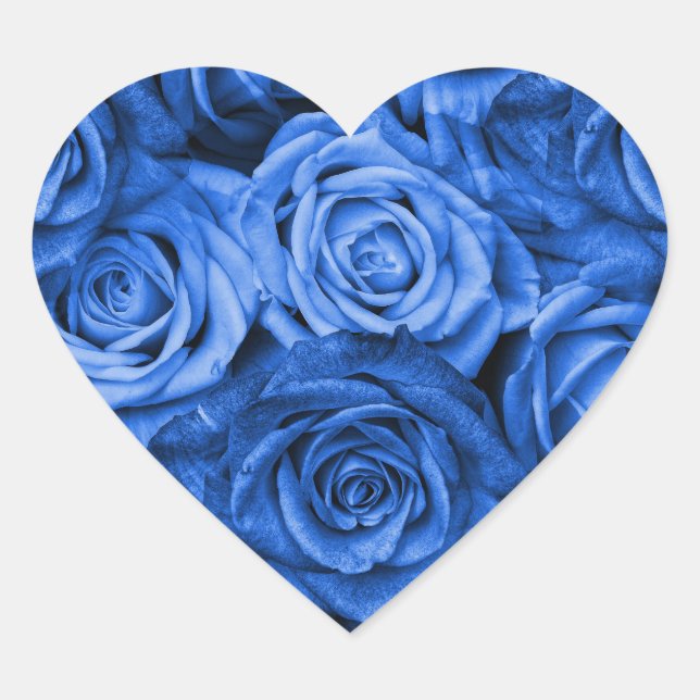 Blue Roses Heart Sticker (Front)