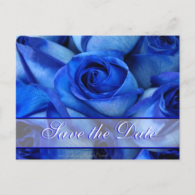 Blue Roses Invitation-customise Announcement Postcard (Front)