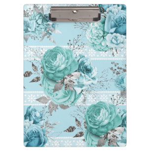 Blue Roses Lace and Silver details Clipboard