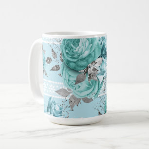 Blue Roses Lace Coffee Mug